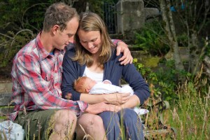 Rosie with her parents, by Anne McGee